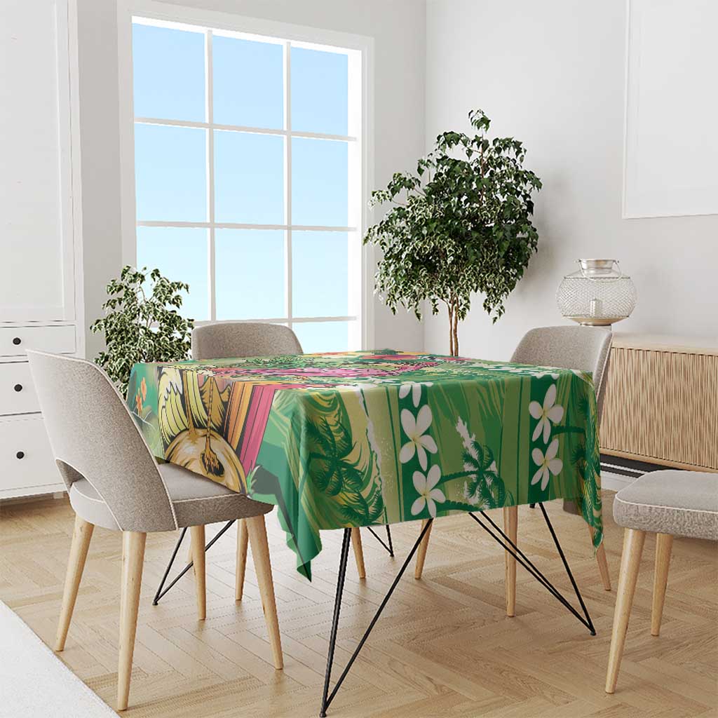 Hawaiian Flamingo Hibiscus Personalised Tablecloth Green Summer Tropical Flowers LT9 - Polynesian Pride