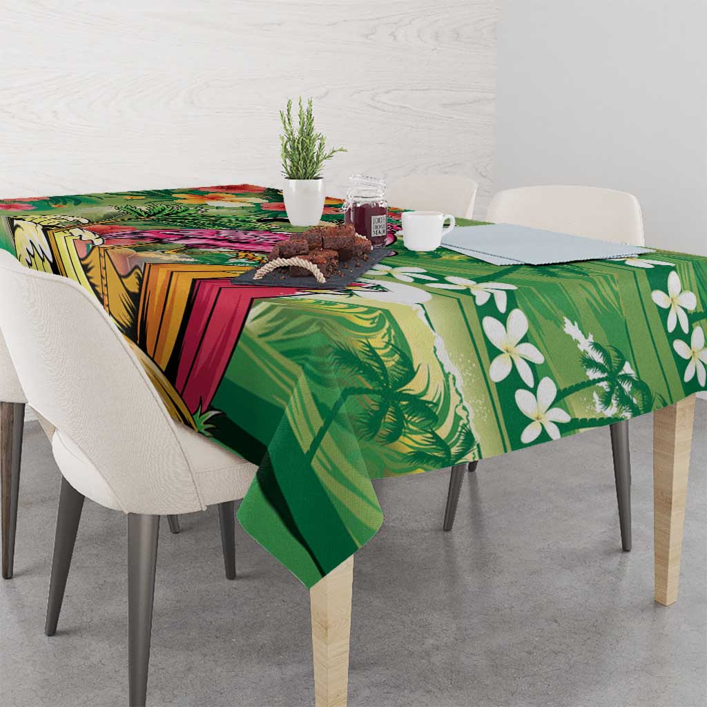 Hawaiian Flamingo Hibiscus Personalised Tablecloth Green Summer Tropical Flowers LT9 - Polynesian Pride