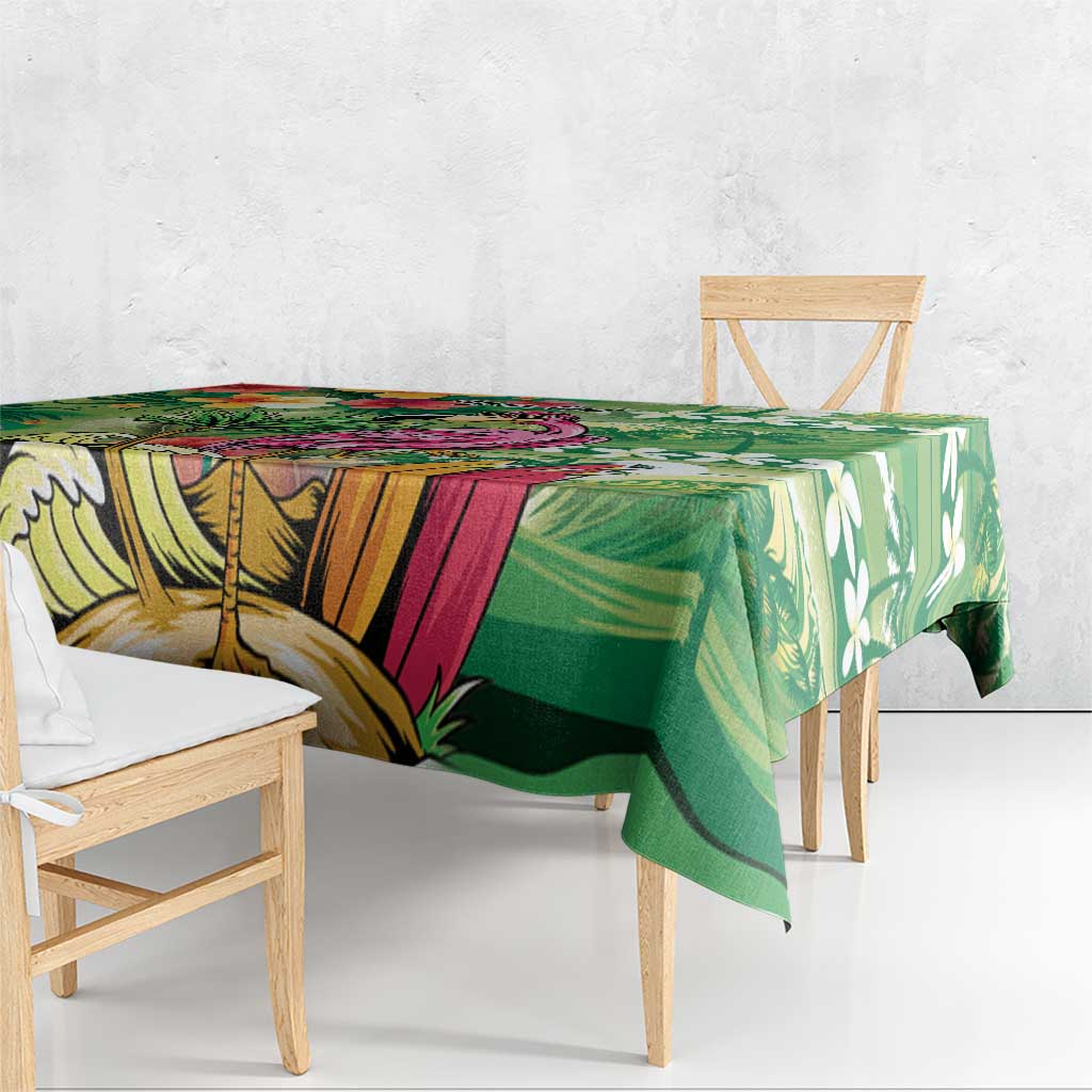 Hawaiian Flamingo Hibiscus Personalised Tablecloth Green Summer Tropical Flowers LT9 - Polynesian Pride
