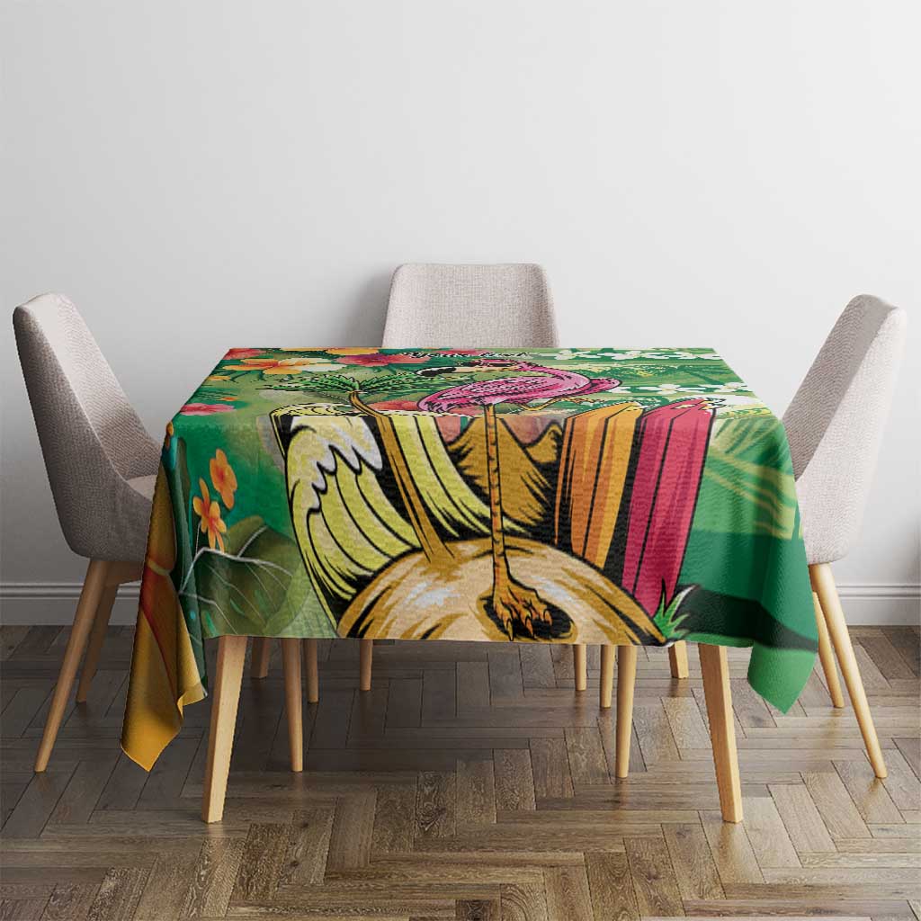 Hawaiian Flamingo Hibiscus Personalised Tablecloth Green Summer Tropical Flowers LT9 - Polynesian Pride