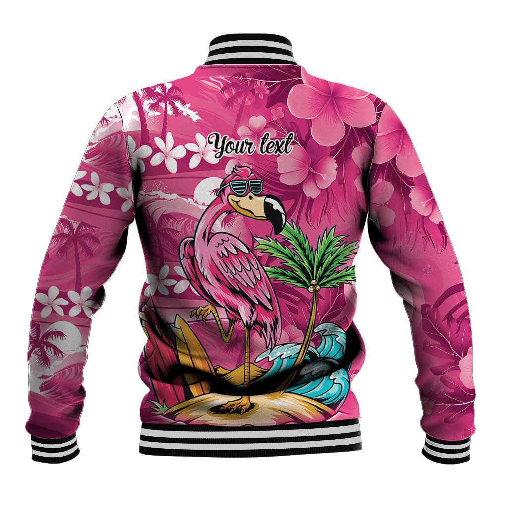 Hawaiian Flamingo Hibiscus Personalised Baseball Jacket Pink Summer Tropical Flowers LT9 - Polynesian Pride