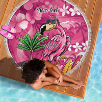 Hawaiian Flamingo Hibiscus Personalised Beach Blanket Pink Summer Tropical Flowers LT9 - Polynesian Pride