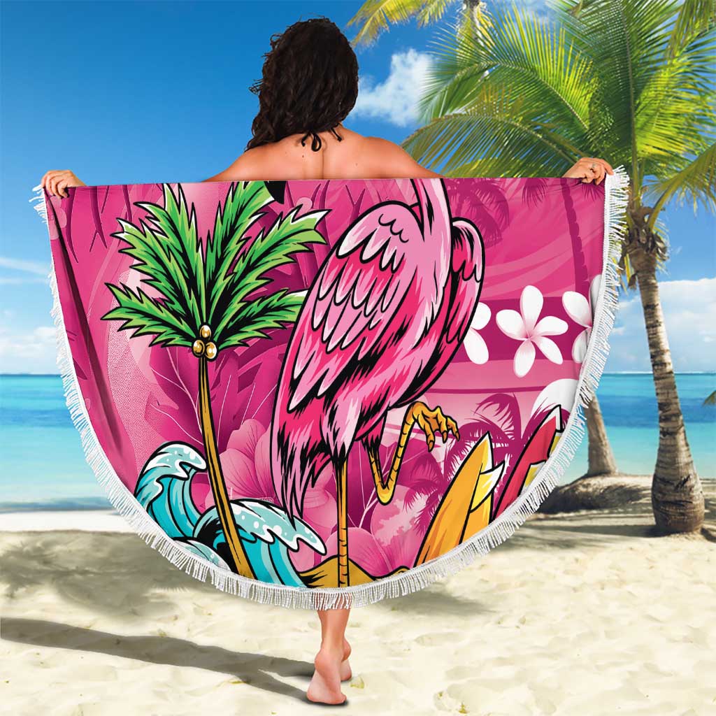 Hawaiian Flamingo Hibiscus Personalised Beach Blanket Pink Summer Tropical Flowers LT9 - Polynesian Pride