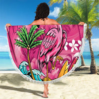Hawaiian Flamingo Hibiscus Personalised Beach Blanket Pink Summer Tropical Flowers LT9 - Polynesian Pride