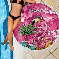 Hawaiian Flamingo Hibiscus Personalised Beach Blanket Pink Summer Tropical Flowers LT9 - Polynesian Pride