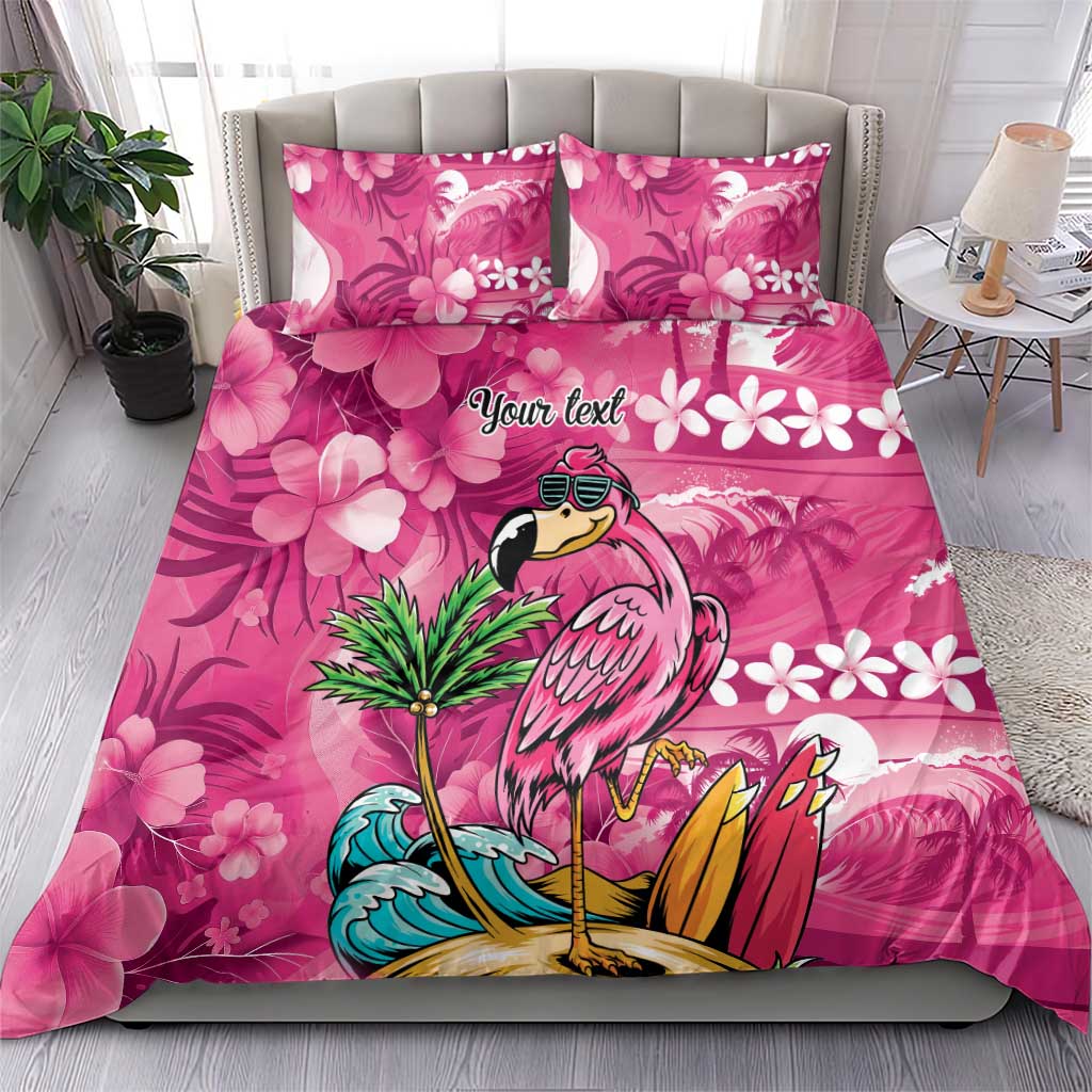 Hawaiian Flamingo Hibiscus Personalised Bedding Set Pink Summer Tropical Flowers - Polynesian Pride
