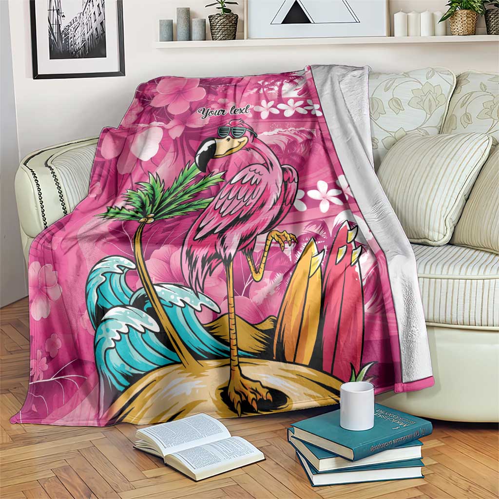 Hawaiian Flamingo Hibiscus Personalised Blanket Pink Summer Tropical Flowers LT9 Pink - Polynesian Pride