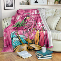 Hawaiian Flamingo Hibiscus Personalised Blanket Pink Summer Tropical Flowers LT9 Pink - Polynesian Pride