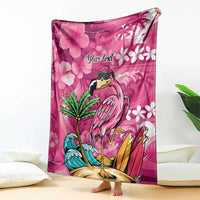 Hawaiian Flamingo Hibiscus Personalised Blanket Pink Summer Tropical Flowers LT9 - Polynesian Pride