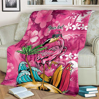 Hawaiian Flamingo Hibiscus Personalised Blanket Pink Summer Tropical Flowers LT9 - Polynesian Pride