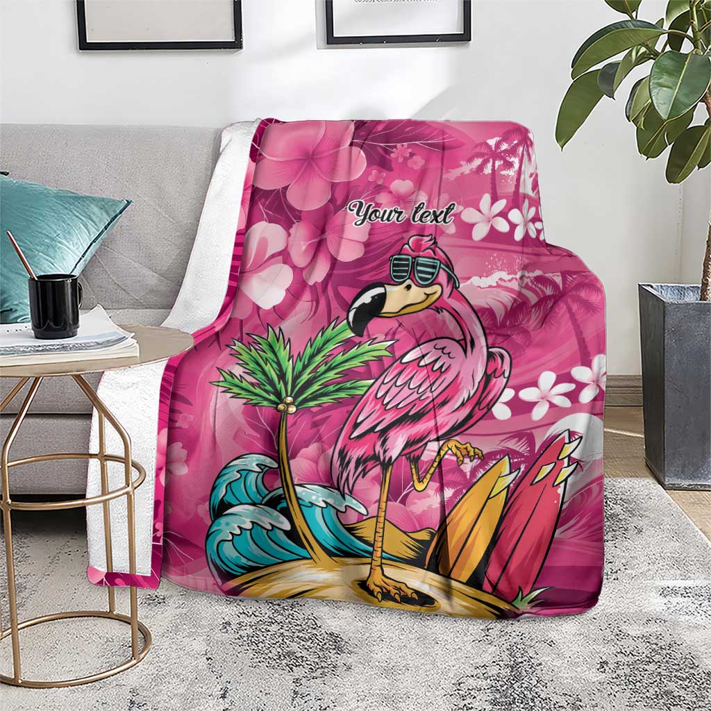 Hawaiian Flamingo Hibiscus Personalised Blanket Pink Summer Tropical Flowers LT9 - Polynesian Pride