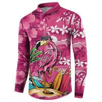 Hawaiian Flamingo Hibiscus Personalised Button Sweatshirt Pink Summer Tropical Flowers LT9 - Polynesian Pride