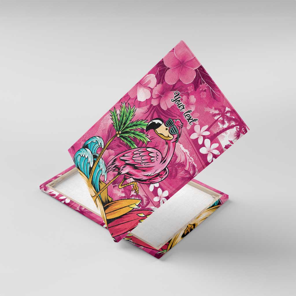 Hawaiian Flamingo Hibiscus Personalised Canvas Wall Art Pink Summer Tropical Flowers LT9 With Frame Pink - Polynesian Pride
