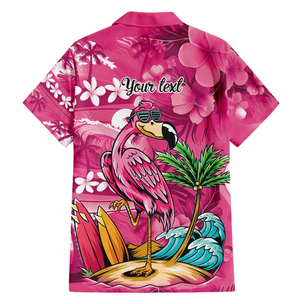 Hawaiian Flamingo Hibiscus Personalised Family Matching Long Sleeve Bodycon Dress and Hawaiian Shirt Pink Summer Tropical Flowers - Polynesian Pride