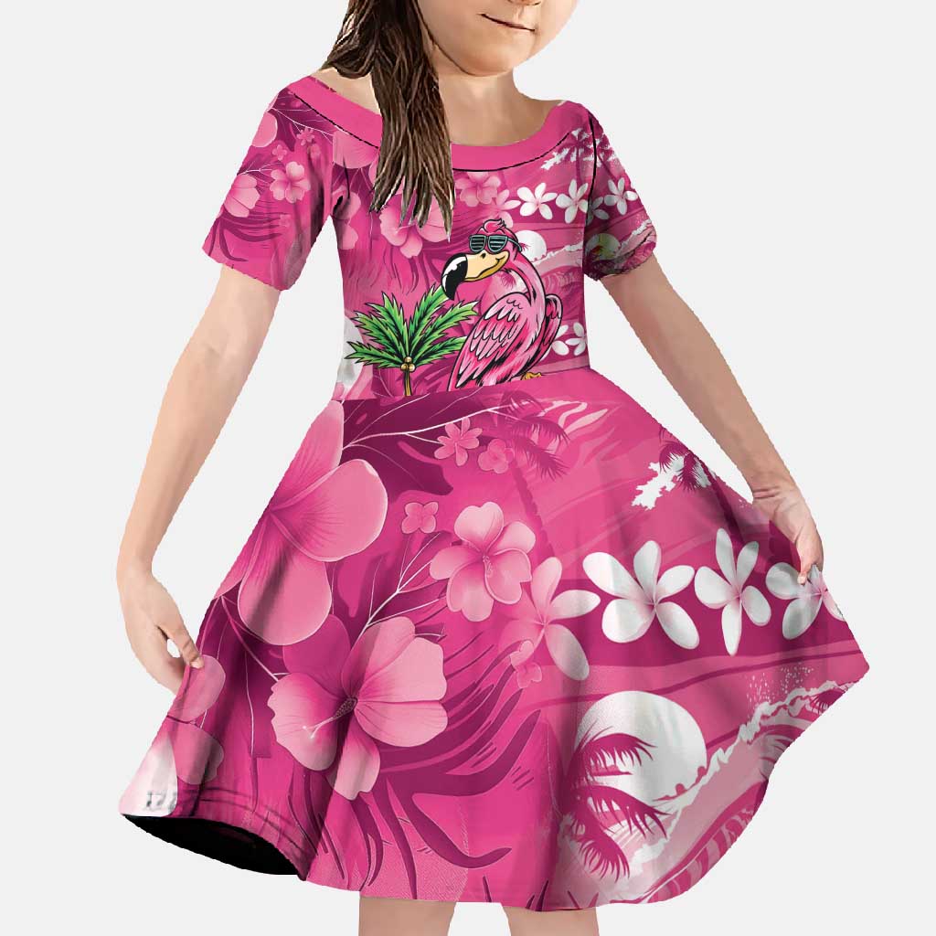 Hawaiian Flamingo Hibiscus Personalised Family Matching Mermaid Dress and Hawaiian Shirt Pink Summer Tropical Flowers - Polynesian Pride