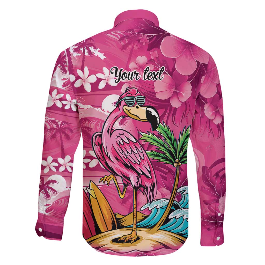 Hawaiian Flamingo Hibiscus Personalised Family Matching Off Shoulder Short Dress and Hawaiian Shirt Pink Summer Tropical Flowers - Polynesian Pride
