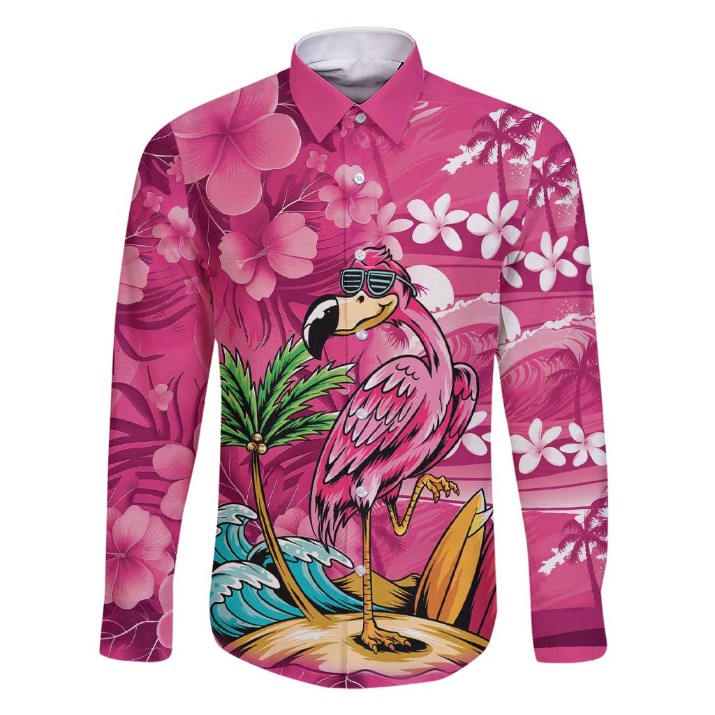 Hawaiian Flamingo Hibiscus Personalised Family Matching Short Sleeve Bodycon Dress and Hawaiian Shirt Pink Summer Tropical Flowers - Polynesian Pride