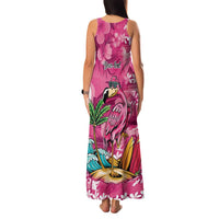 Hawaiian Flamingo Hibiscus Personalised Family Matching Tank Maxi Dress and Hawaiian Shirt Pink Summer Tropical Flowers - Polynesian Pride