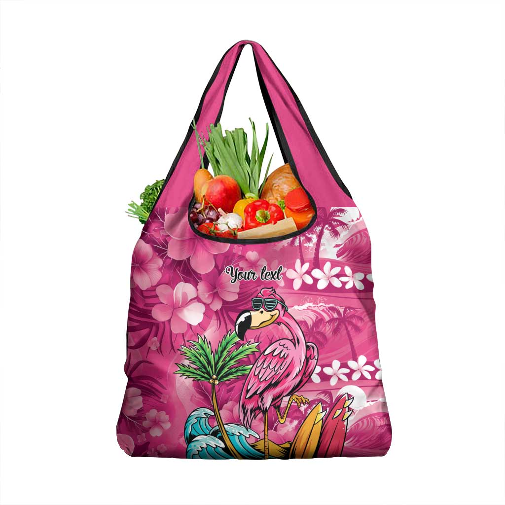 Hawaiian Flamingo Hibiscus Personalised Grocery Bag Pink Summer Tropical Flowers LT9 1-pack One Size Pink - Polynesian Pride