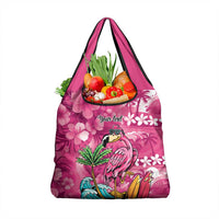 Hawaiian Flamingo Hibiscus Personalised Grocery Bag Pink Summer Tropical Flowers LT9 1-pack One Size Pink - Polynesian Pride