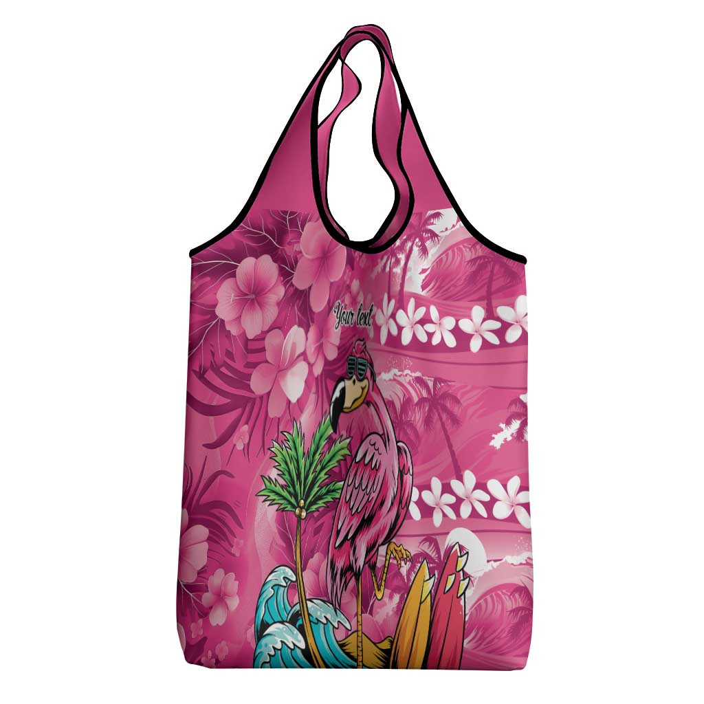 Hawaiian Flamingo Hibiscus Personalised Grocery Bag Pink Summer Tropical Flowers LT9 - Polynesian Pride
