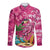 Hawaiian Flamingo Hibiscus Personalised Long Sleeve Button Shirt Pink Summer Tropical Flowers - Polynesian Pride