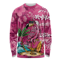 Hawaiian Flamingo Hibiscus Personalised Long Sleeve Shirt Pink Summer Tropical Flowers LT9 Unisex Pink - Polynesian Pride