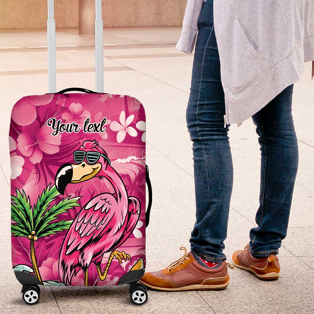 Hawaiian Flamingo Hibiscus Personalised Luggage Cover Pink Summer Tropical Flowers - Polynesian Pride