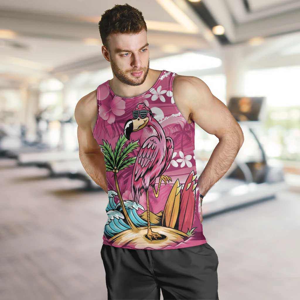 Hawaiian Flamingo Hibiscus Personalised Men Tank Top Pink Summer Tropical Flowers LT9 Pink - Polynesian Pride