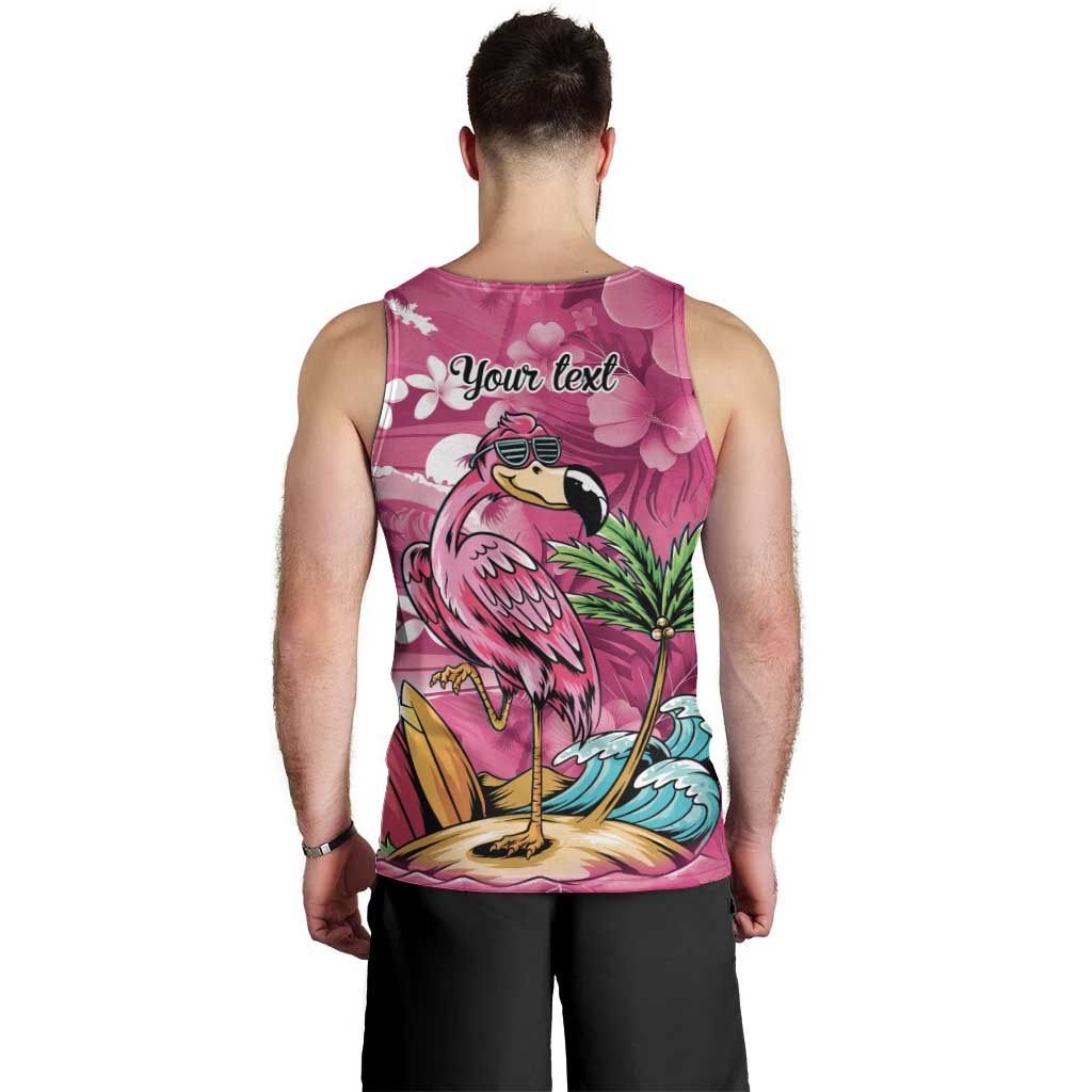 Hawaiian Flamingo Hibiscus Personalised Men Tank Top Pink Summer Tropical Flowers LT9 - Polynesian Pride