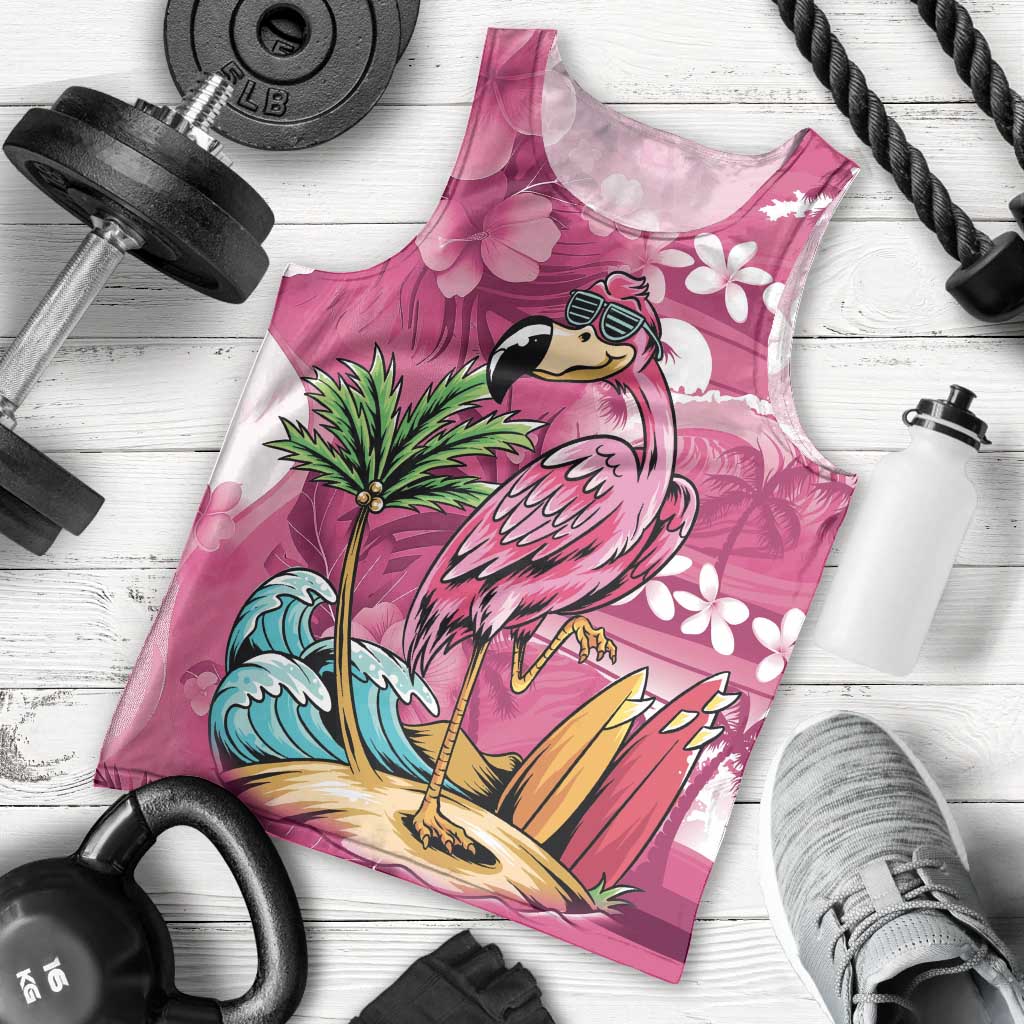 Hawaiian Flamingo Hibiscus Personalised Men Tank Top Pink Summer Tropical Flowers LT9 - Polynesian Pride