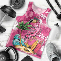 Hawaiian Flamingo Hibiscus Personalised Men Tank Top Pink Summer Tropical Flowers LT9 - Polynesian Pride
