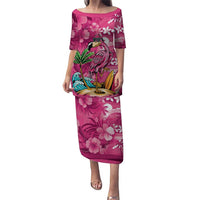 Hawaiian Flamingo Hibiscus Personalised Puletasi Pink Summer Tropical Flowers - Polynesian Pride