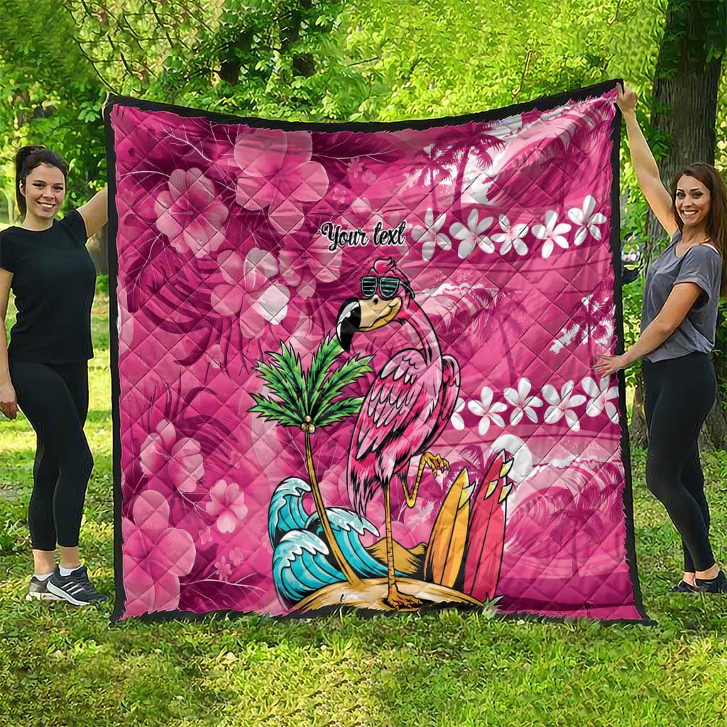 Hawaiian Flamingo Hibiscus Personalised Quilt Pink Summer Tropical Flowers - Polynesian Pride