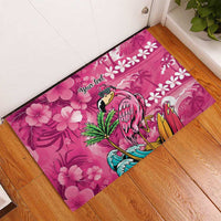 Hawaiian Flamingo Hibiscus Personalised Rubber Doormat Pink Summer Tropical Flowers LT9 - Polynesian Pride
