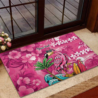 Hawaiian Flamingo Hibiscus Personalised Rubber Doormat Pink Summer Tropical Flowers LT9 - Polynesian Pride