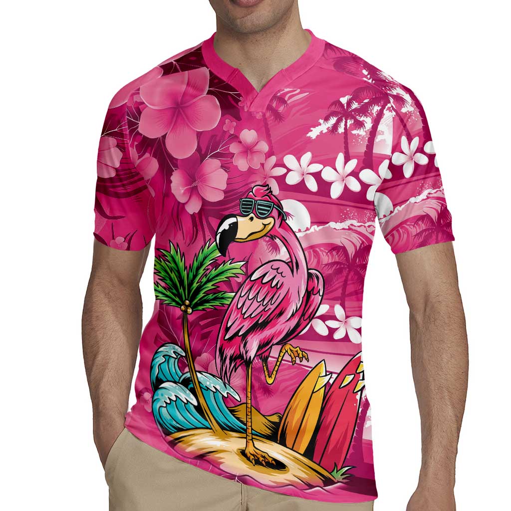 Hawaiian Flamingo Hibiscus Personalised Rugby Jersey Pink Summer Tropical Flowers LT9 - Polynesian Pride