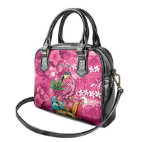 Hawaiian Flamingo Hibiscus Personalised Shoulder Handbag Pink Summer Tropical Flowers - Polynesian Pride