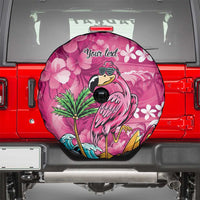 Hawaiian Flamingo Hibiscus Personalised Spare Tire Cover Pink Summer Tropical Flowers - Polynesian Pride