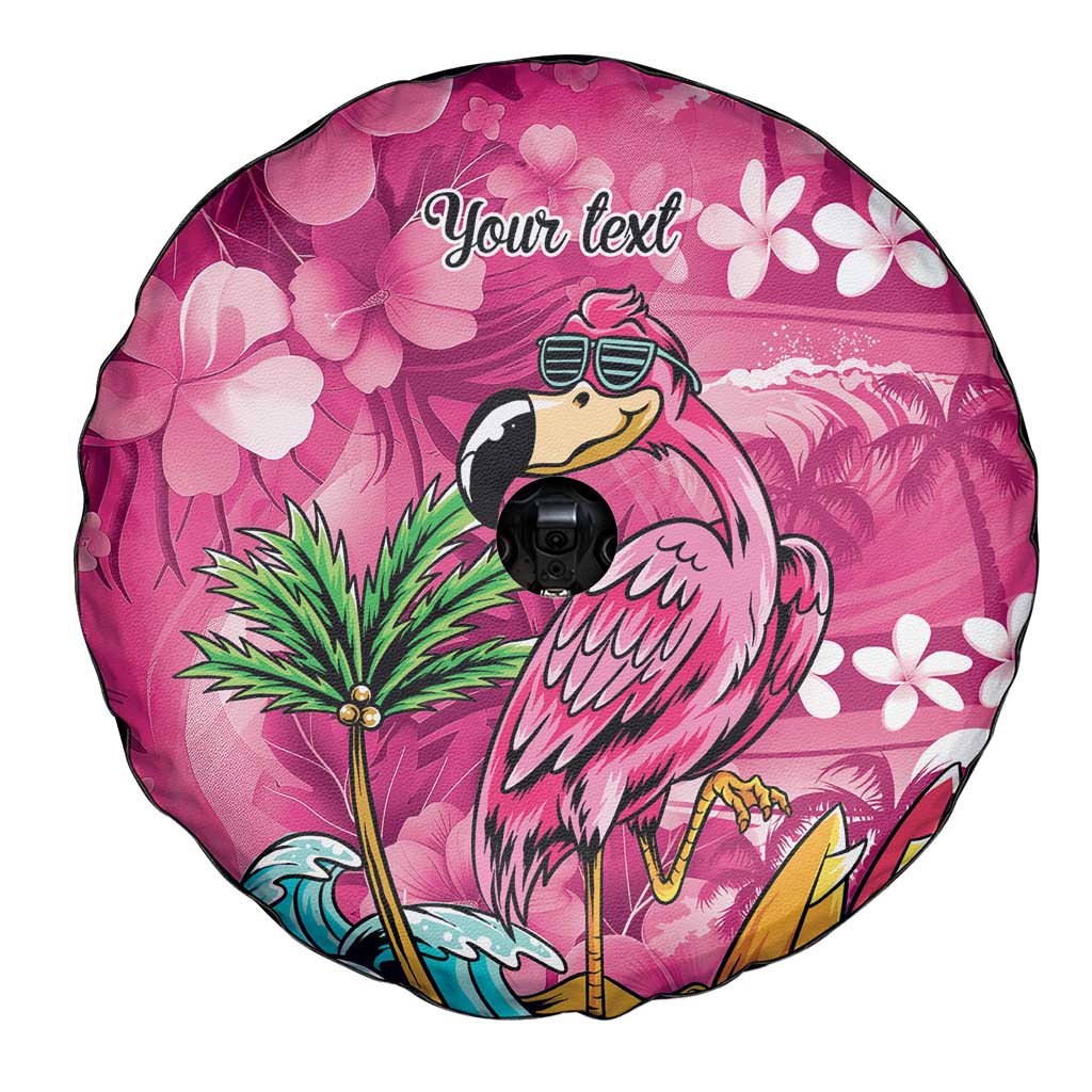 Hawaiian Flamingo Hibiscus Personalised Spare Tire Cover Pink Summer Tropical Flowers - Polynesian Pride