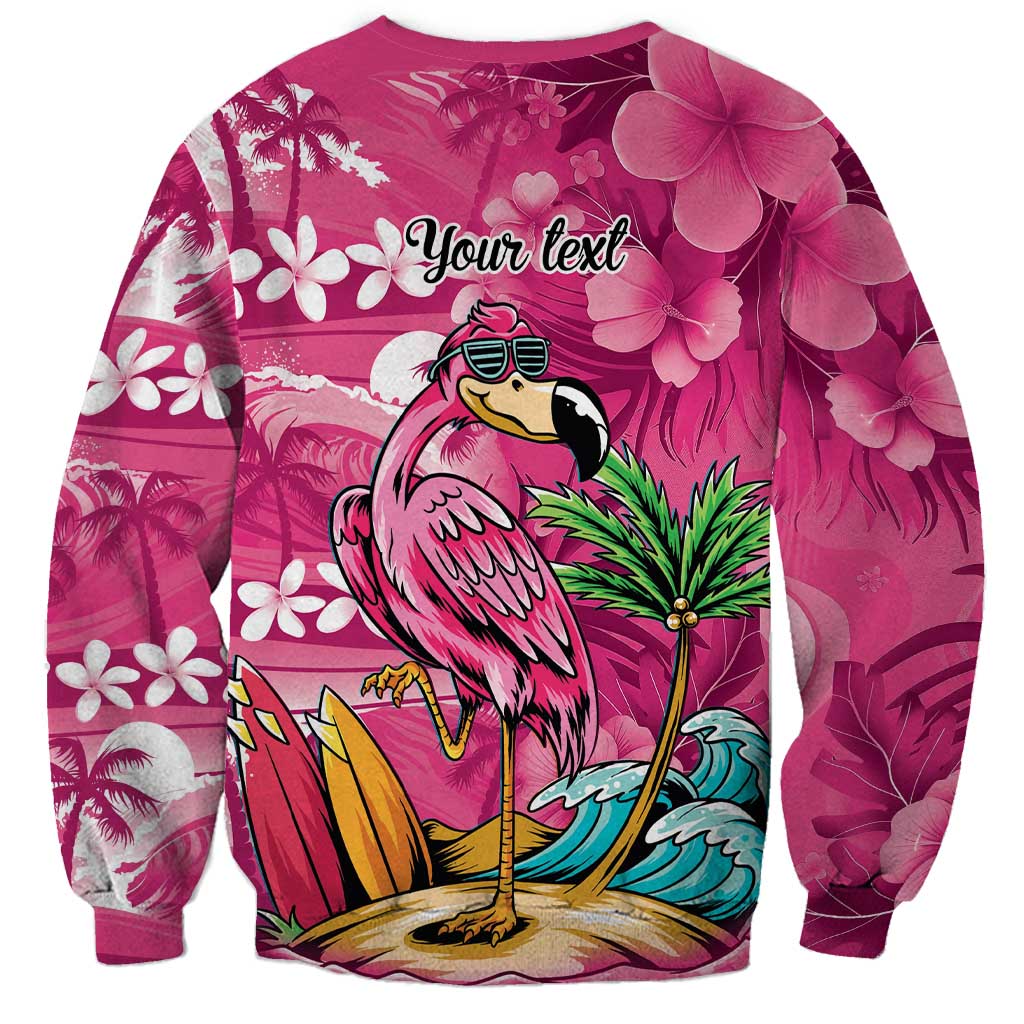 Hawaiian Flamingo Hibiscus Personalised Sweatshirt Pink Summer Tropical Flowers LT9 - Polynesian Pride