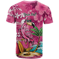 Hawaiian Flamingo Hibiscus Personalised T Shirt Pink Summer Tropical Flowers - Polynesian Pride