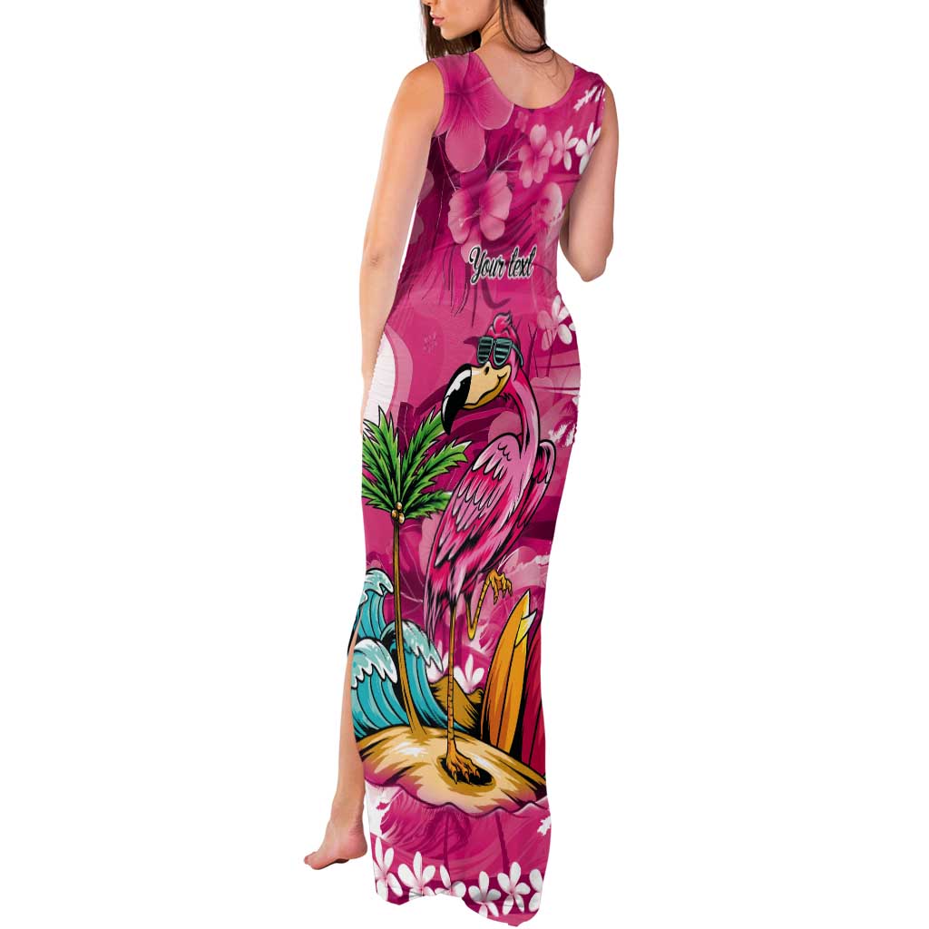 Hawaiian Flamingo Hibiscus Personalised Tank Maxi Dress Pink Summer Tropical Flowers - Polynesian Pride