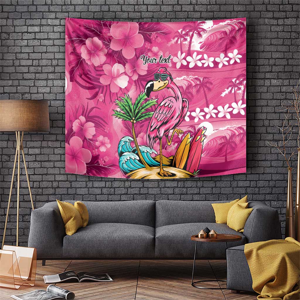 Hawaiian Flamingo Hibiscus Personalised Tapestry Pink Summer Tropical Flowers - Polynesian Pride