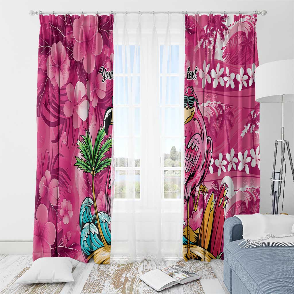 Hawaiian Flamingo Hibiscus Personalised Window Curtain Pink Summer Tropical Flowers - Polynesian Pride