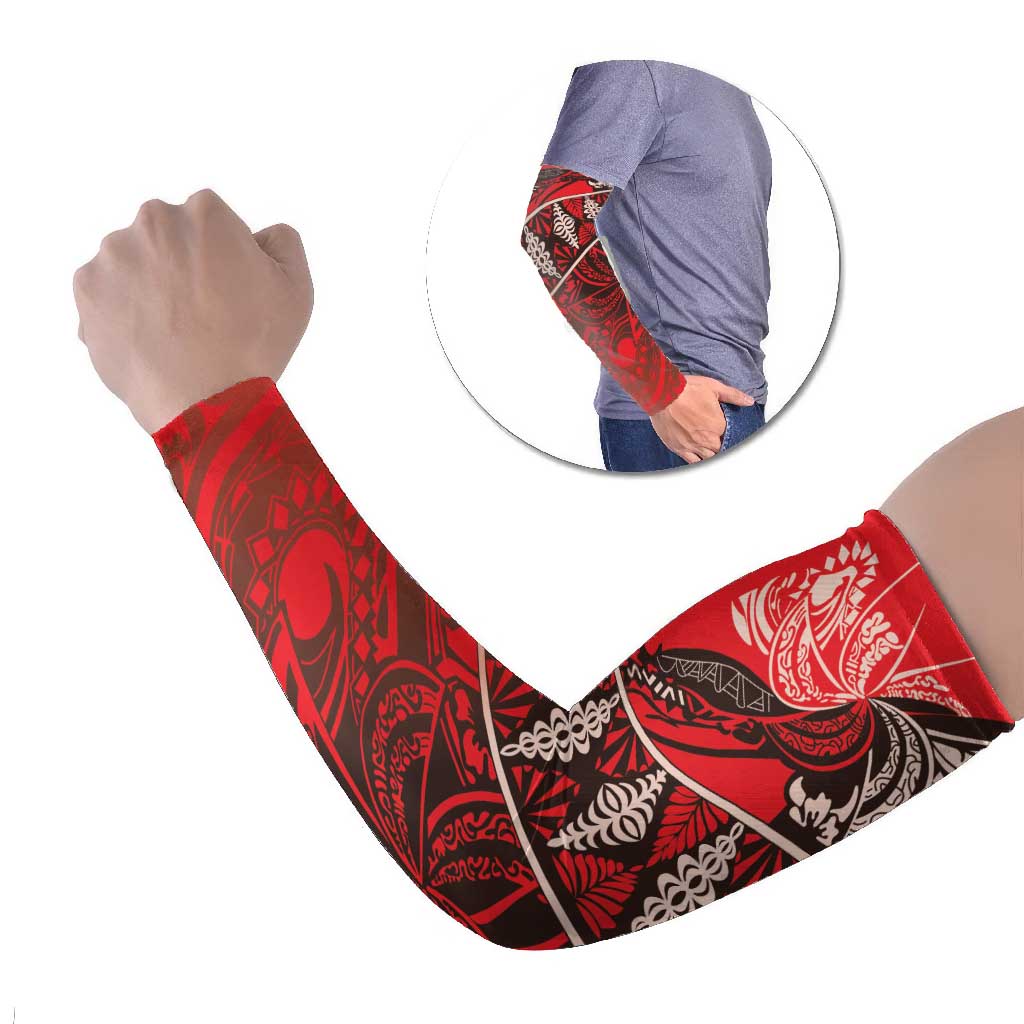 Vintage Ngatu Tribal Tonga Pattern Arm Sleeves LT9 Set of 2 Red - Polynesian Pride