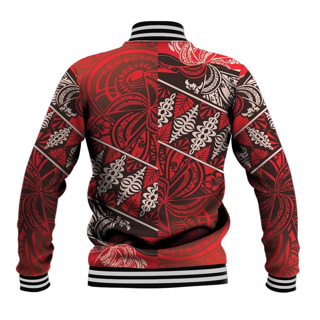 Vintage Ngatu Tribal Tonga Pattern Baseball Jacket LT9 - Polynesian Pride