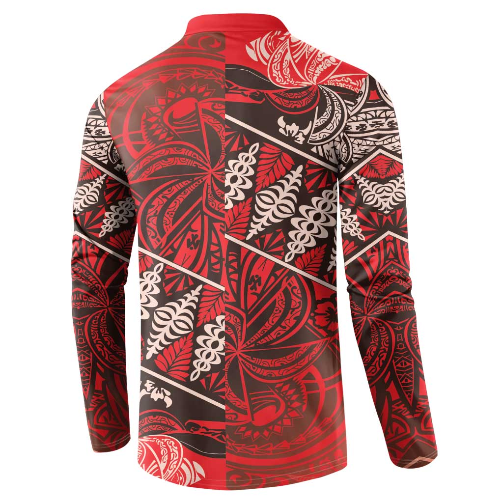 Vintage Ngatu Tribal Tonga Pattern Button Sweatshirt LT9 - Polynesian Pride
