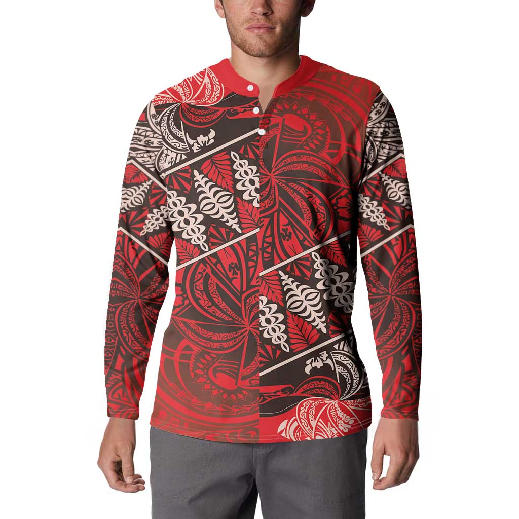 Vintage Ngatu Tribal Tonga Pattern Button Sweatshirt LT9 - Polynesian Pride