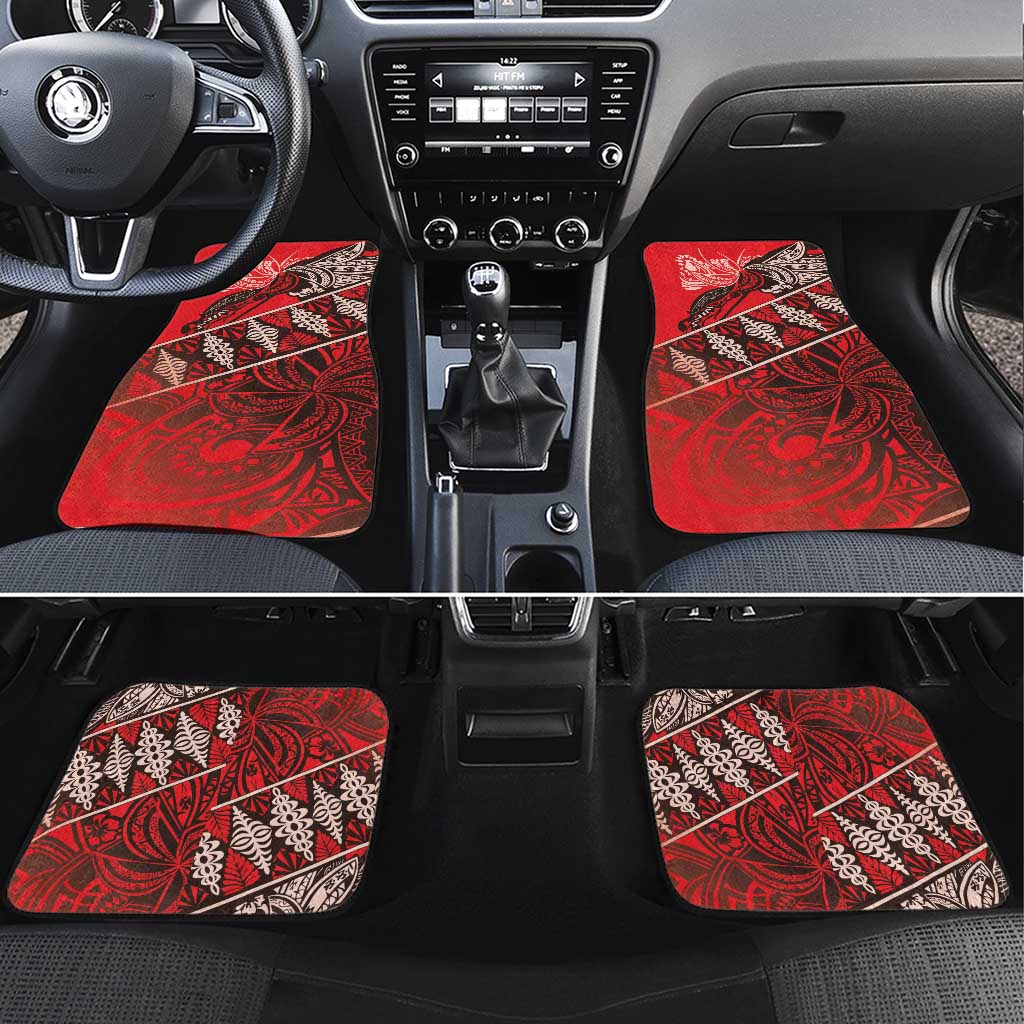 Vintage Ngatu Tribal Tonga Pattern Car Mats LT9 Set 4pcs Red - Polynesian Pride